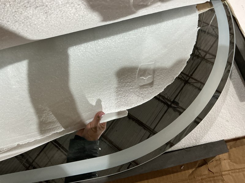 Condition photo showing Good Condition for beautypeak led arch bathroom mirrors with lights, 36x24 arch mirror with metal frame, anti-fog,led mirror with front light and backlit, memory function for bathroom, dressing room white-arched 36"l x 24"w