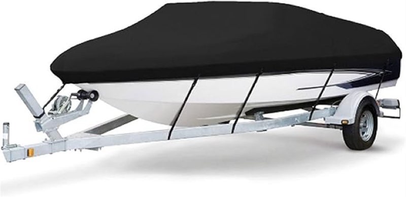1 Set Yacht Black Boat Cover Barco Boat Cover Anti-UV Waterproof Heavy Duty 210D Marine Trailerable Canvas Boat Accessories (Color : 14-16Ft (530X290cm))