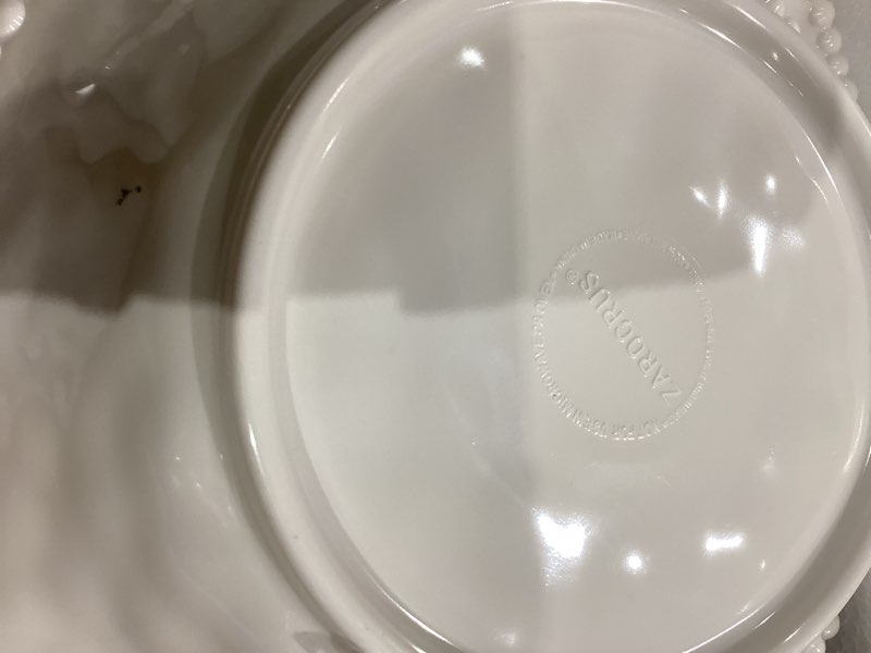 Condition photo showing As Is for imcomplet)))perlette cream beaded  dinnerware set eavyweight, perfect for indoor/outdoor din