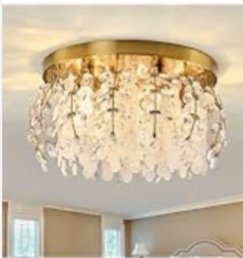 Qgiytp 17.71in 5-Light Gold Crystal Chandeliers Flush Mount Chandelier Light Fixture Modern Ceiling 