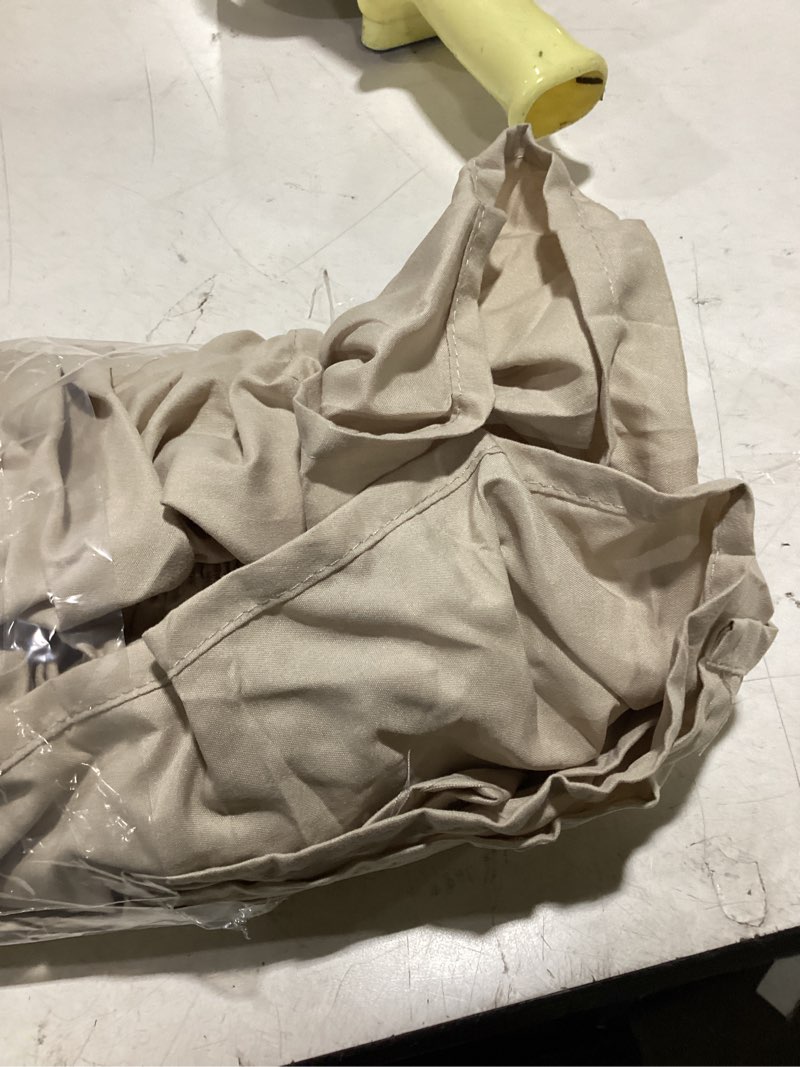 Condition photo showing Good Condition for wrap around dust ruffle bed skirt - cream - for queen size beds with 12 inch drop - easy fit elastic strap - adjustable pleated bedskirt w/brushed fabric - wrinkle free - for women, men, kids & teens queen 12" - drop 12 - cream