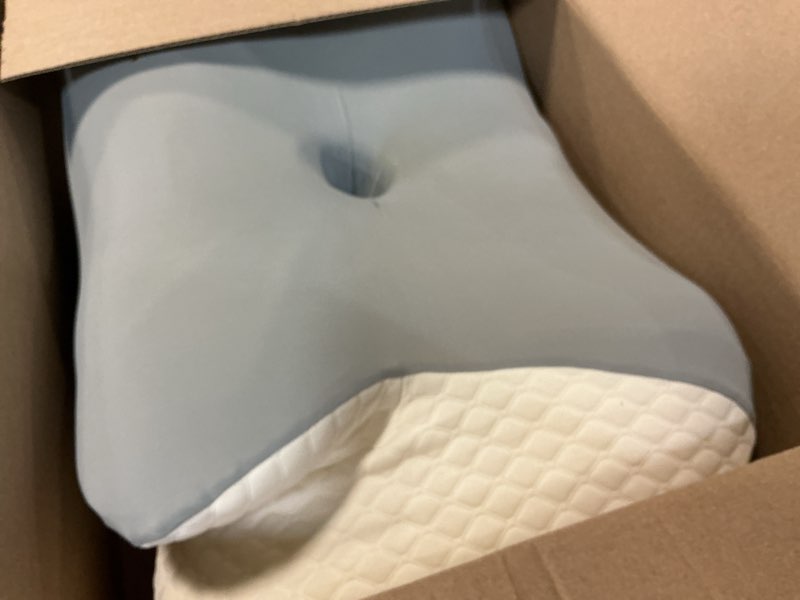 Condition photo showing As Is for Memory Foam Pillow for Neck & Shoulder – Adjustable Ergonomic Cervical Pillow with Cooling Gel, Contour Support for Side Sleepers, Back & Stomach Sleepers (Pale-Gray)