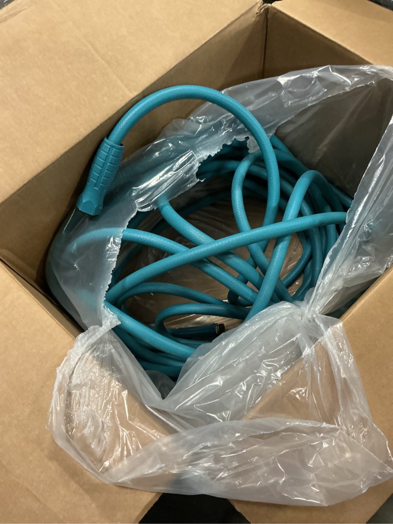 Condition photo showing As Is for expert gardener heavy duty hybrid polymer garden hose, 5/8 in x 25 ft