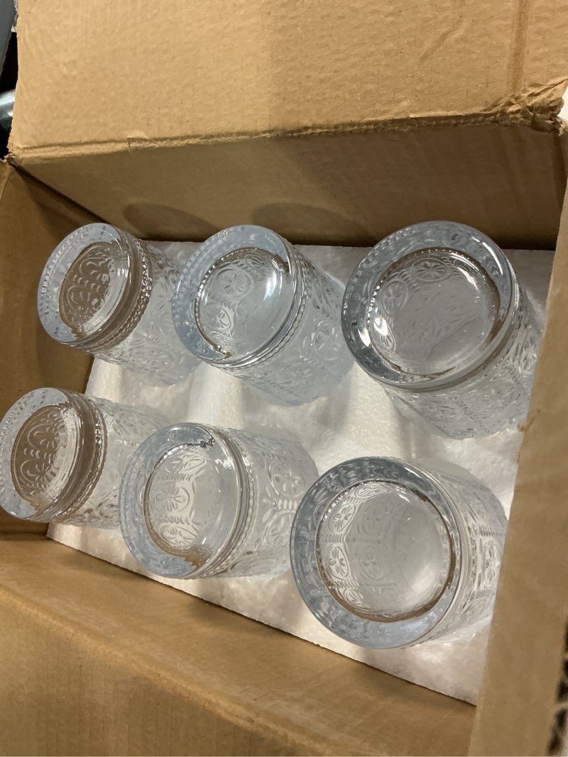 Condition photo showing New/Like New for Bekith 6 Pack 12 oz Romantic Water Glasses, Premium Drinking Glasses Tumblers for Beverages, Beer, Refreshments, Vintage Glassware Set for Dinner Parties, Bars, Restaurants