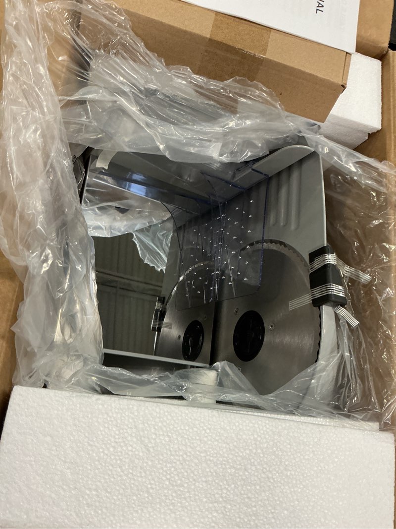 Condition photo showing As Is for FOHERE 200W Meat Slicer Machine for Home, Electric Food Slicer with Two 7.5" Sharp Stainless Steel B