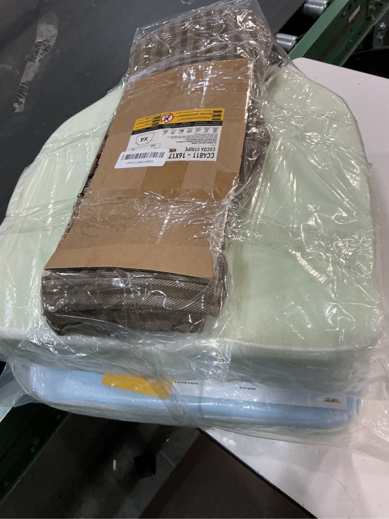Condition photo showing Good Condition for SUNROX Gel Memory Foam Chair Cushions, FadeShield Water-, Stain-Resistant Durable Reversible Seat Cushion Pads with Ties for Indoor/Outdoor Kitchen Dining Office 17"x16" Set of 4, Cocoa Stripe Cocoa Stripe 17x16 Inch (Pack of 4)