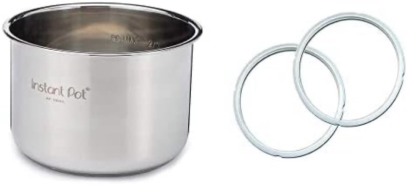 instant pot stainless steel inner cooking pot 6-qt + instant pot 2-pack sealing ring 5 & 6-qt