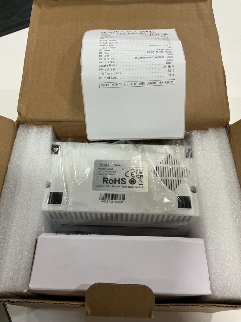 Condition photo showing New/Like New for bluetooth thermal label printer with stand, wireless 4x6 shipping label printer for small business, inkless printing for usps amazon etsy shopify, support iphone android windows mac (white)