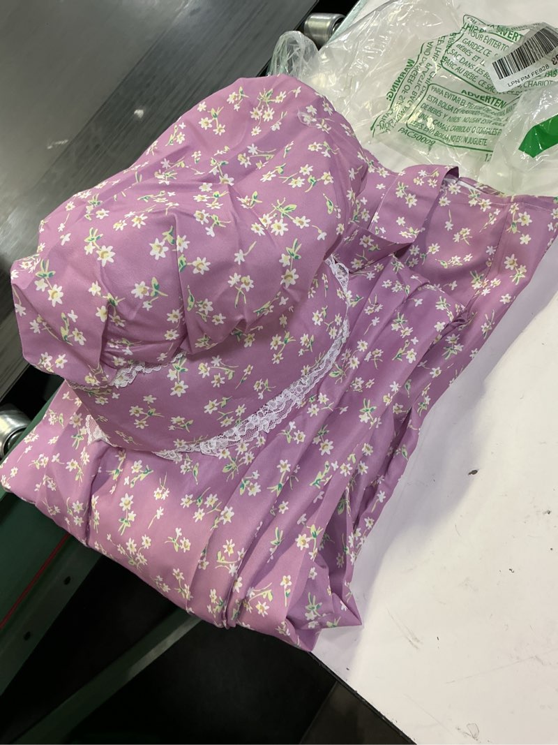 Condition photo showing Good Condition for NSPSTT Prairie Dress Women Pioneer Dress Colonial Costume Women Amish Old Fashioned Floral Dresses Purple-dress Medium