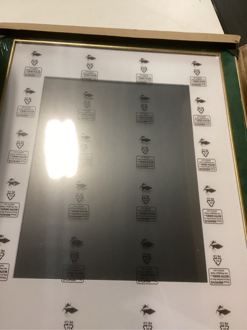 Condition photo showing Good Condition for suede 16x20 frame - single frame, christmas elegant green 16 x 20 poster frame with mat for 11x14, 16x20 picture frames for artwork, puzzles, photos and movie posters green 16" x 20" / 11" x 14" mat