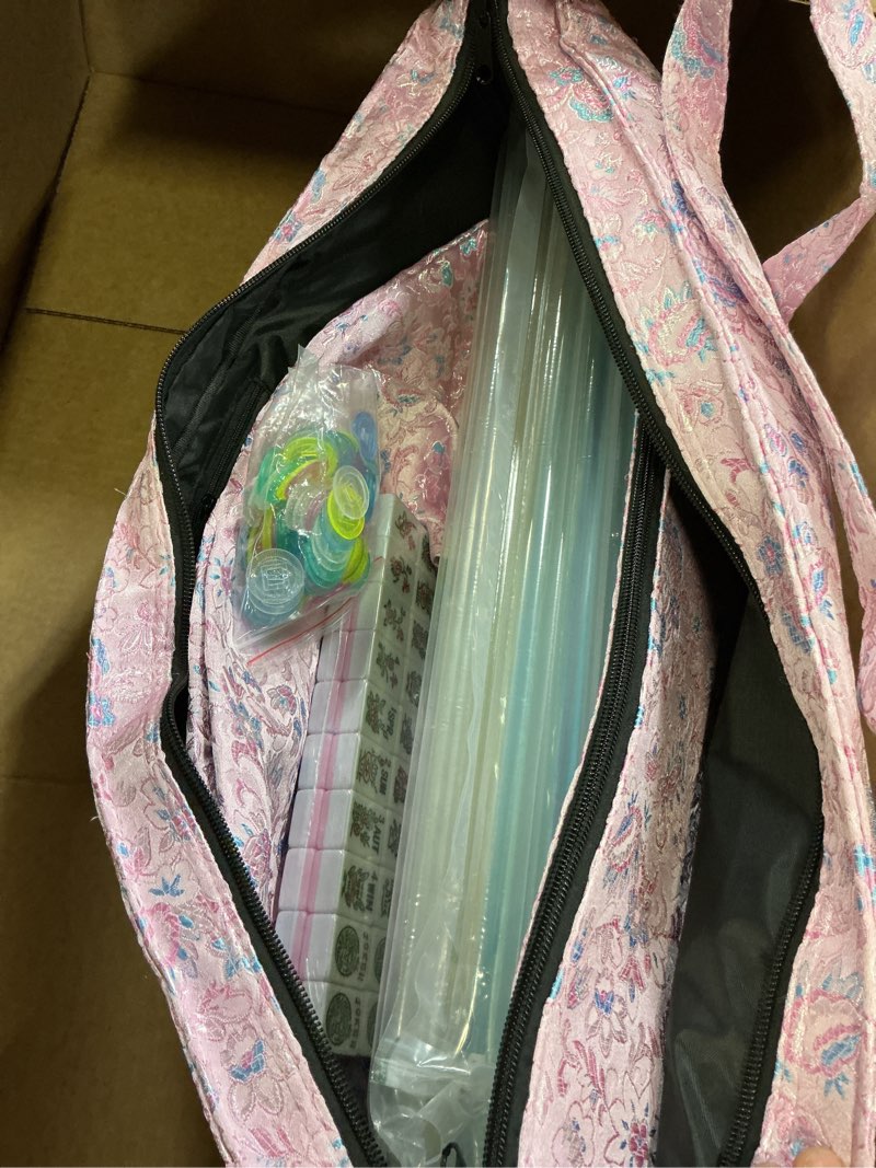 Condition photo showing New/Like New for American Mahjong Game Set, 166 Pink Tiles, Pink Bag and Entire Accessories, 4 All-in-One Rack/Pushers, Mahjong Tiles Set