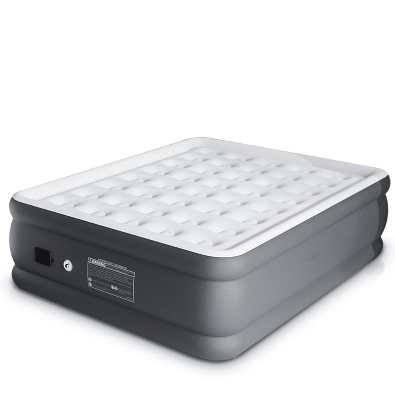 air mattress queen with built in wireless battery pump,thick velvet texture waterproof,22”self inflatable air bed for camping,travel&floor (gray)