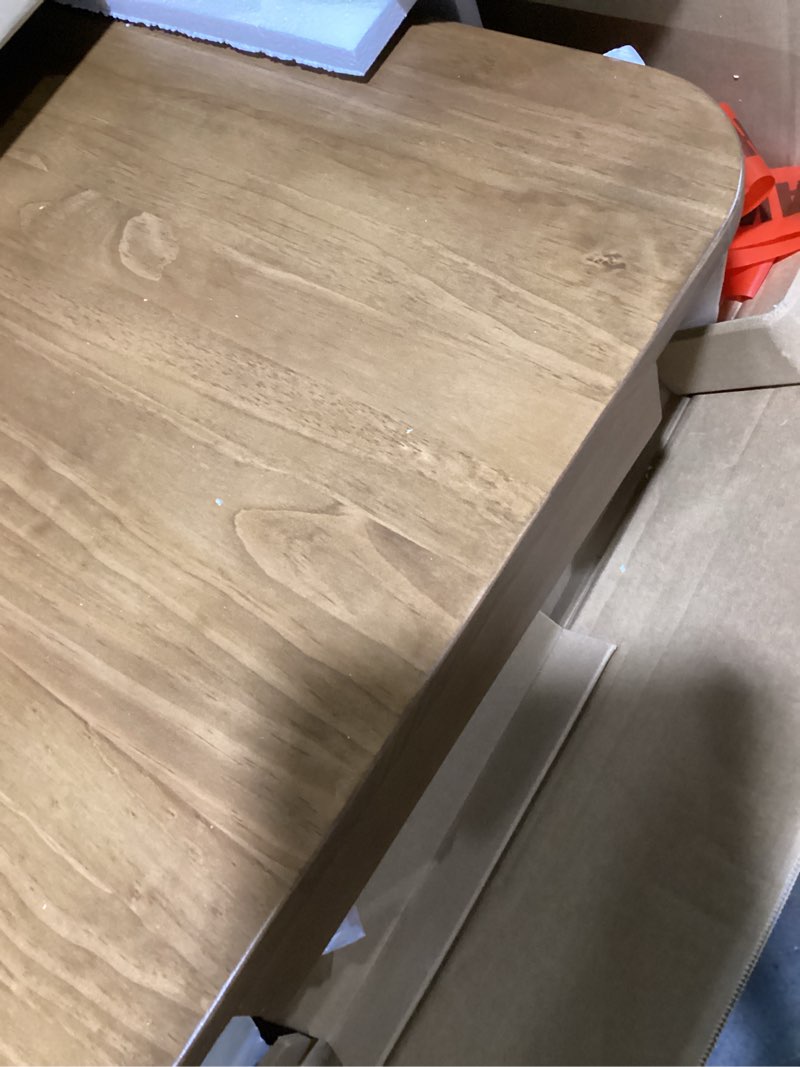 Condition photo showing Good Condition for possibly missing parts plank+beam forma coffee table, solid wood 48 inch modern coffee table with shelf, contemporary center table with storage space, rectangle tea table with storage, pecan