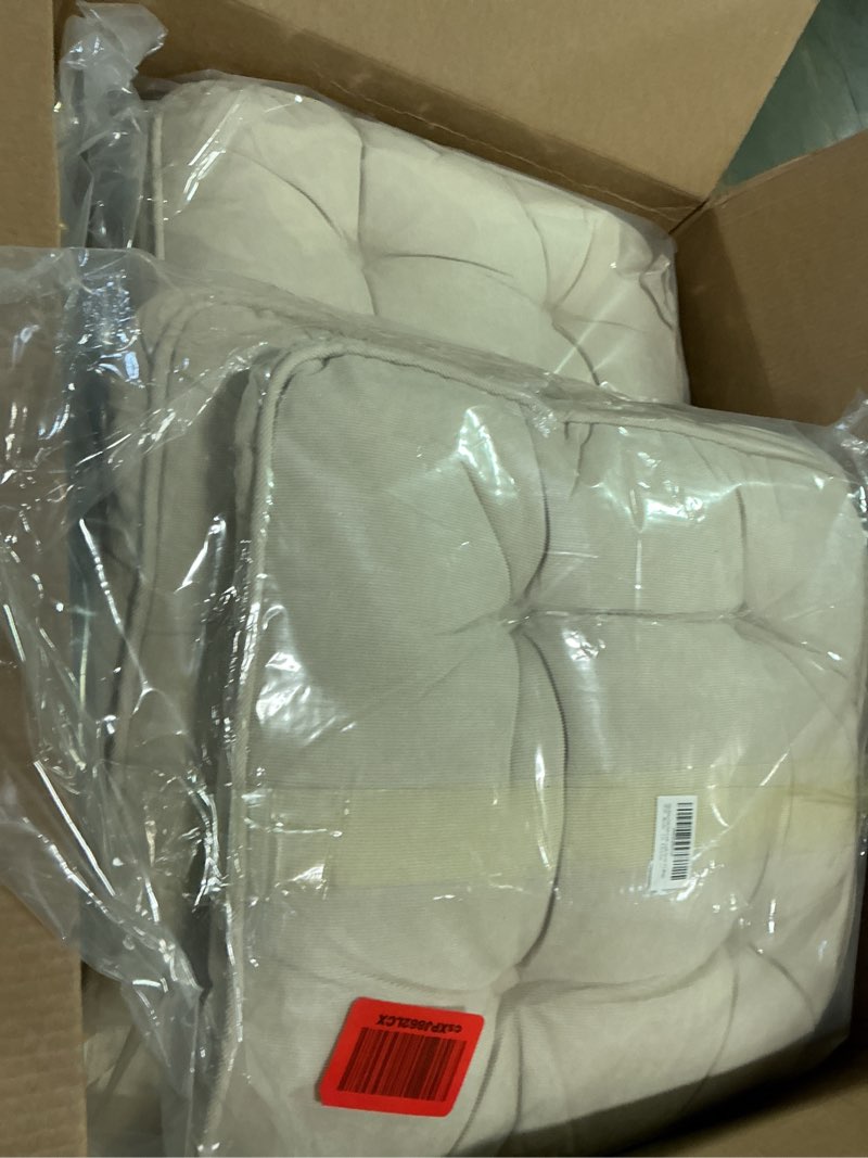 Condition photo showing New/Like New for Tiita Patio Chair Pads Cushions 18x18 Inch Square Floor Pillows Pad for Outdoor Kitchen Dining Chairs with Ties Set of 4 (Beige) Beige 4 Count (Pack of 1)