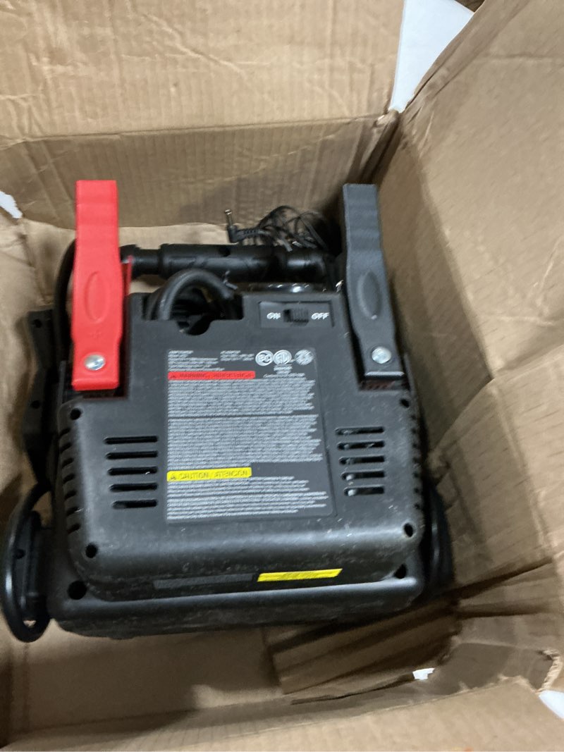 Condition photo showing As Is for stanley j7cs 700 peak amp automotive jump starter, portable power – triple 15w usb ports, 120 psi air compressor 700 amps