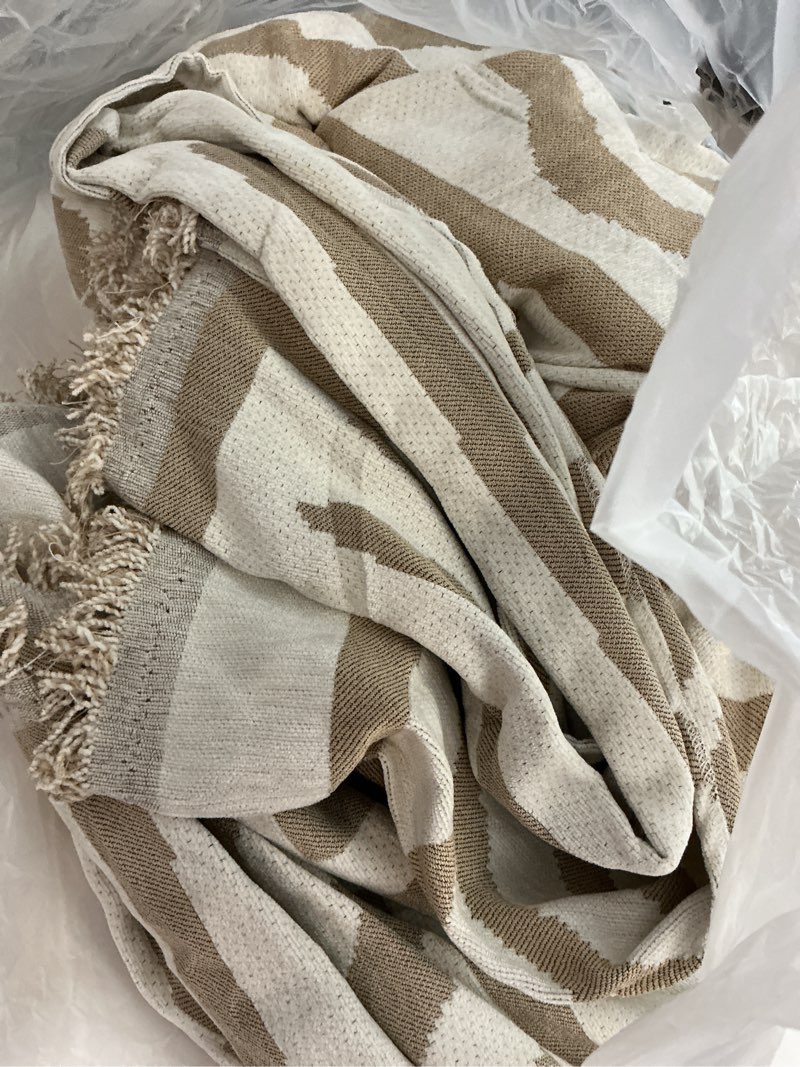 Condition photo showing Good Condition for OstepDecor Boho Sectional Couch Covers 2 Pieces, L Shaped Sofa Cover, Chenille Couch Cover for Dogs Washable, Couch Cover Blanket, Sofa Slipcover for 2-3 Cushion Couch (71"x118"+91"x134", Khaki) XX-Large #3 Khaki