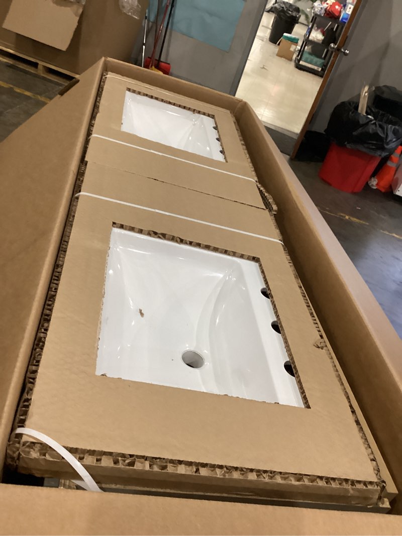 Condition photo showing Good Condition for style selections kirkman 60-in light gray double sink bathroom vanity with white cultured marble