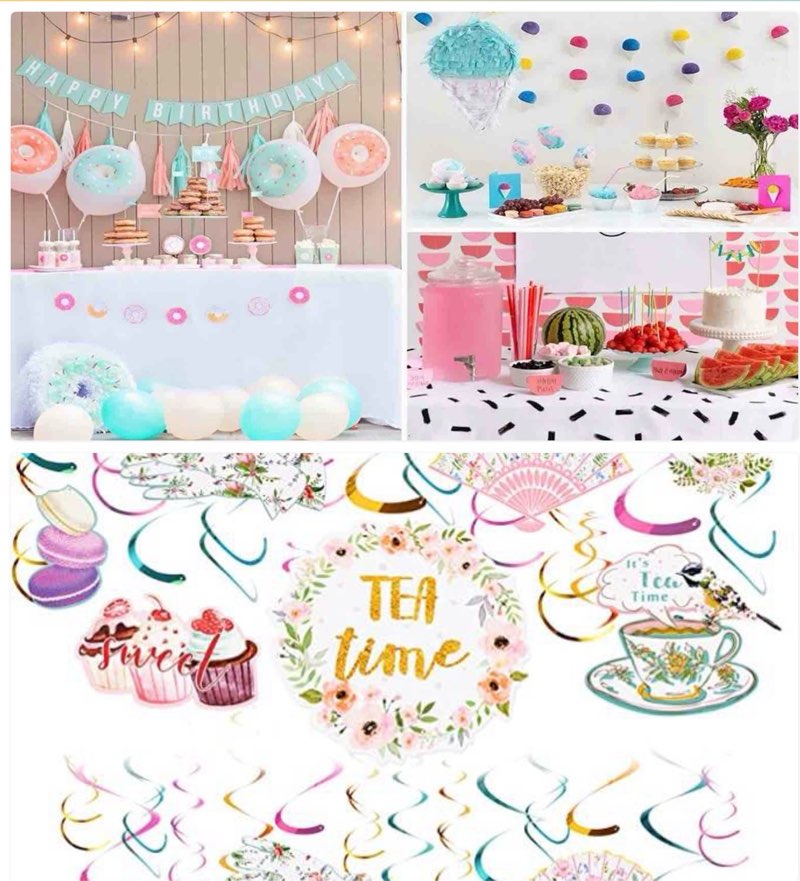 assorted celebration/decoration supplies (may include a variety of styles, colors, and themes)