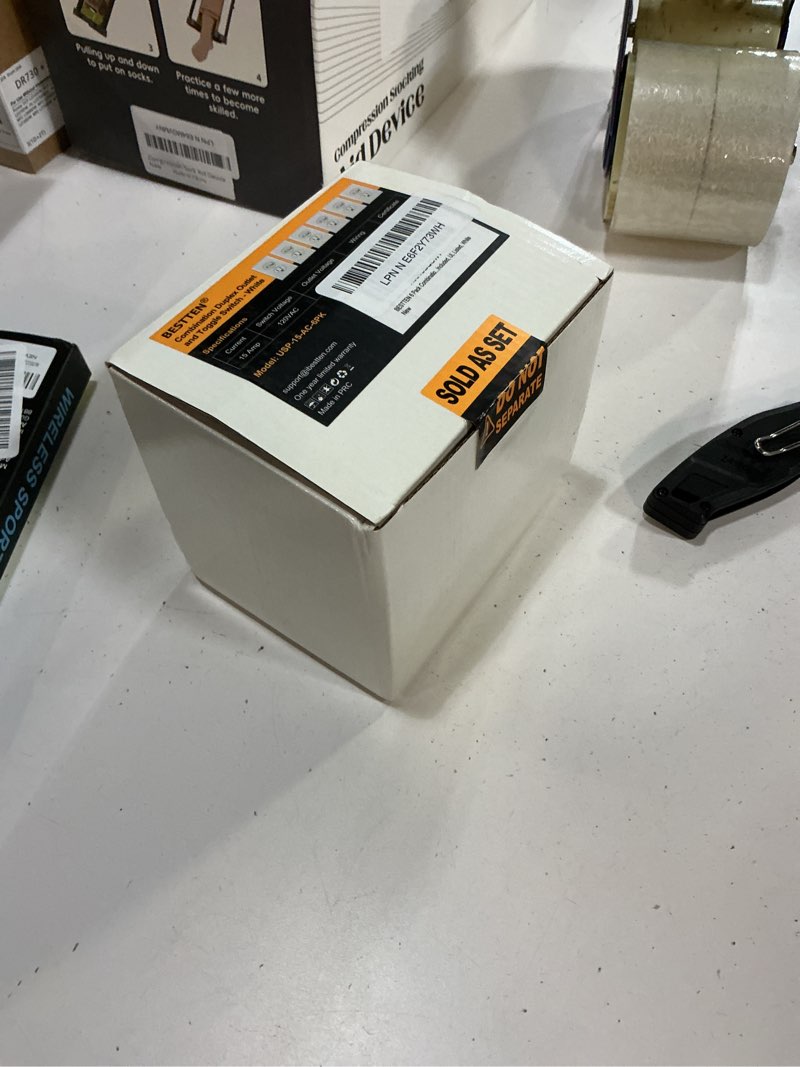 Condition photo showing New/Like New for bestten 6 pack combination toggle light switch and duplex receptacle outlet, single pole toggle wall switch, grounded outlet, combo style, 15 amp, wallplate included, ul listed, white