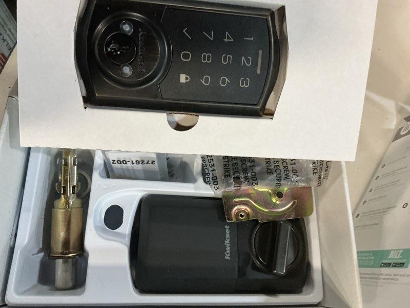 Condition photo showing As Is for kwikset smartcode 270 traditional venetian bronze touchpad single cylinder electronic deadbolt featuring smartkey security