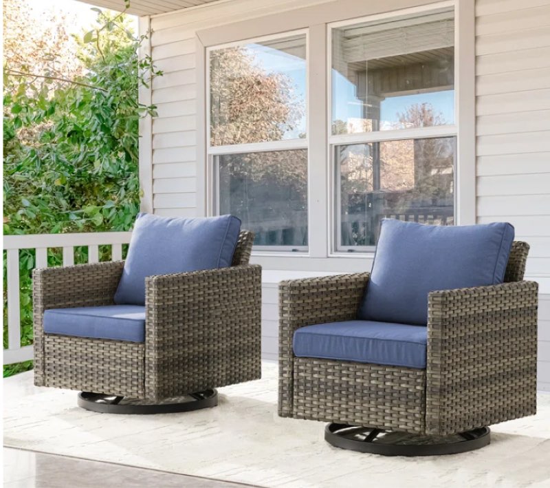 Ingvald Patio Wicker Rattan Swivel Rocking Outdoor Lounge Accent Chair (Set of 2)