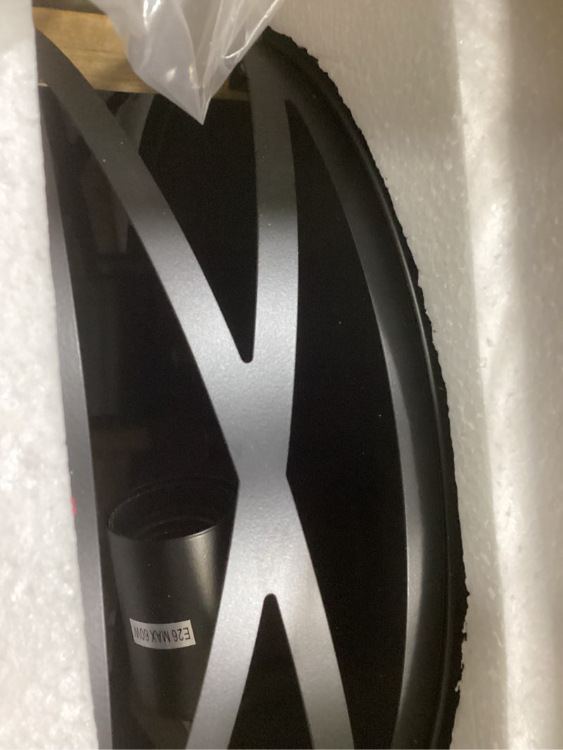 Condition photo showing Good Condition for Farmhouse Ceiling Light, 2-Light Round Flush Mount Ceiling Light with Wood and Metal Frame, Black Rustic Light Fixture for Hallway, Entryway, Bedroom, Kitchen Black1