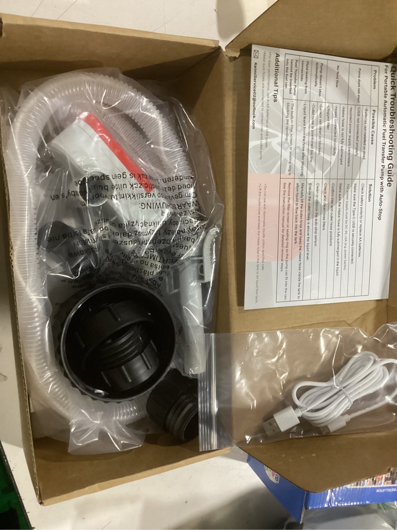 Condition photo showing Good Condition for Fuel Transfer Pump with Auto-Stop, 3.2 Gallon per Min, 51" Extra Long Hose, Battery & USB Powered, 4 Can Adapters, Fast and Safe Gas Pump for Oil, Diesel and Gasoline 3.2 GPM Auto Stop Nozzle