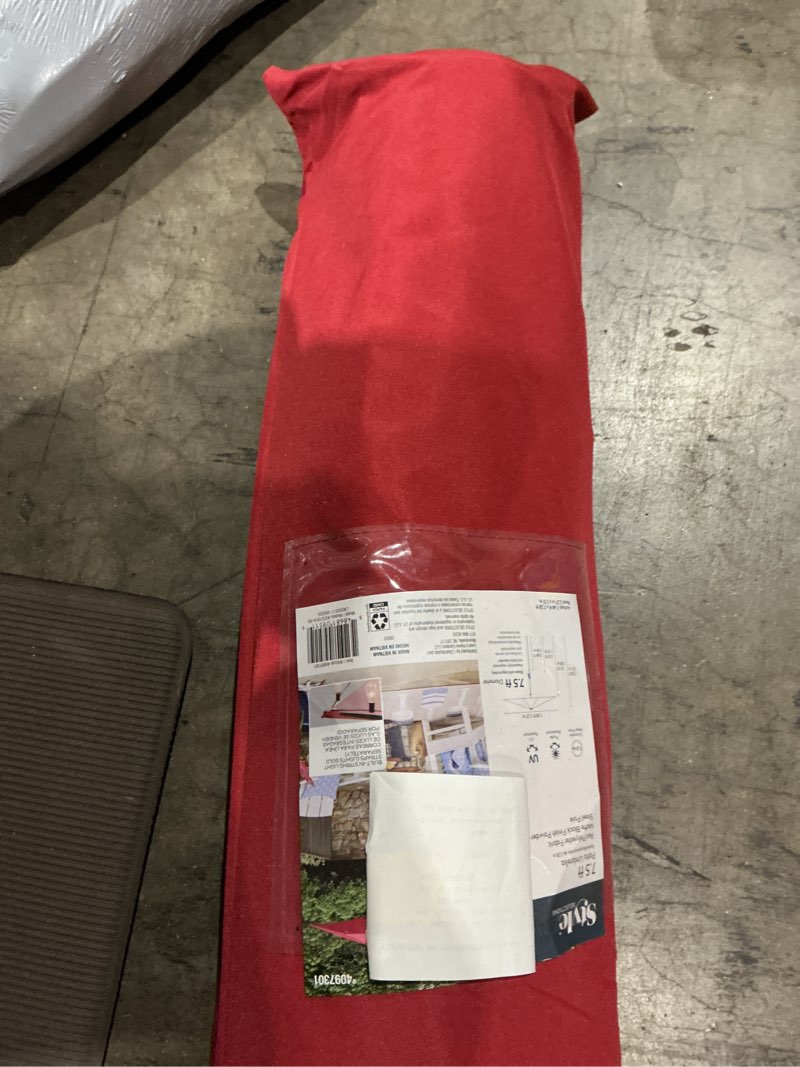 Condition photo showing As Is for style selections 7.5-ft steel red push-button tilt market patio umbrella