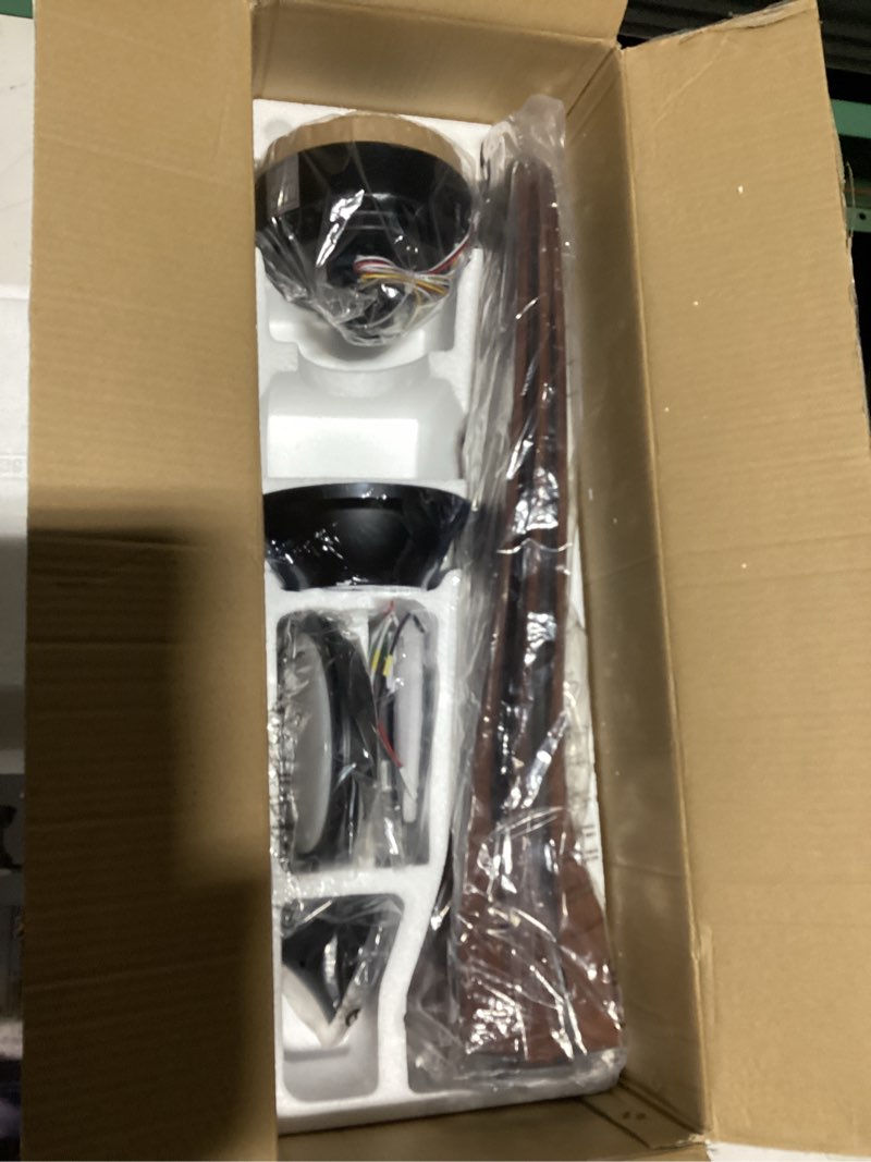 Condition photo showing Good Condition for Outdoor Ceiling Fan with Light: 52 Inch 3 Blade Outdoor Fans for Patios - Modern Walnut Ceiling Fan with Dimmable Light Remote Control Ultra Quiet Reversible DC Motor Timer walnut 52"- with light