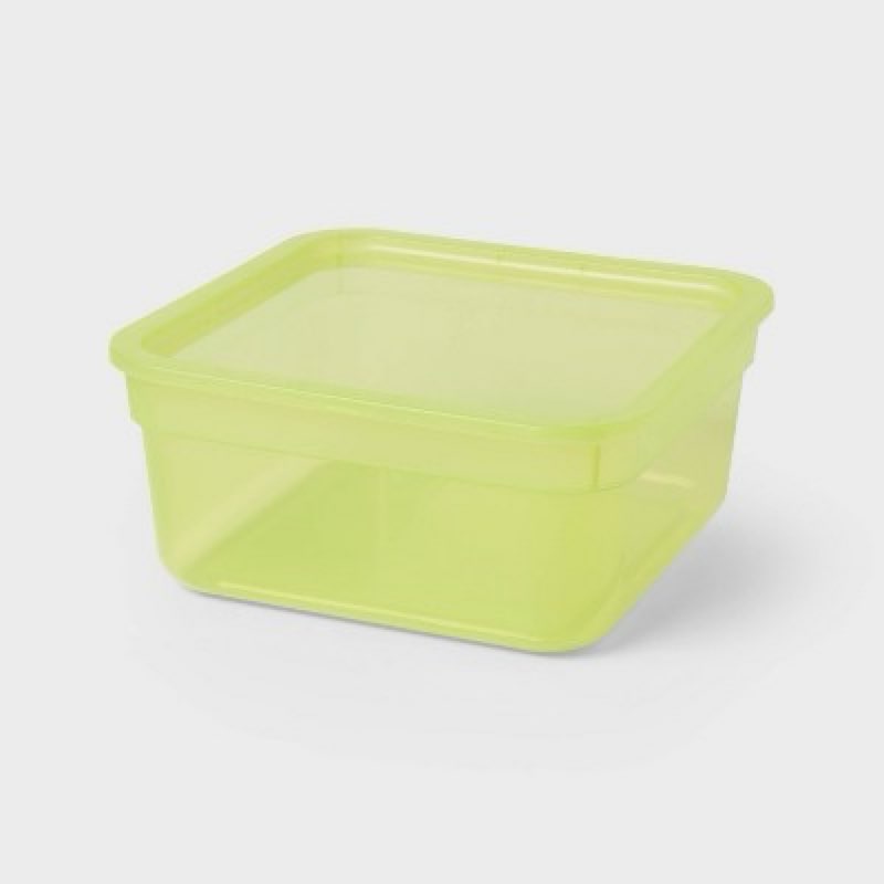 (( Case Pack Of 12)) Stackable Bin With Lid Modular Storage Medium Green - Brightroom 9.5 Quart 