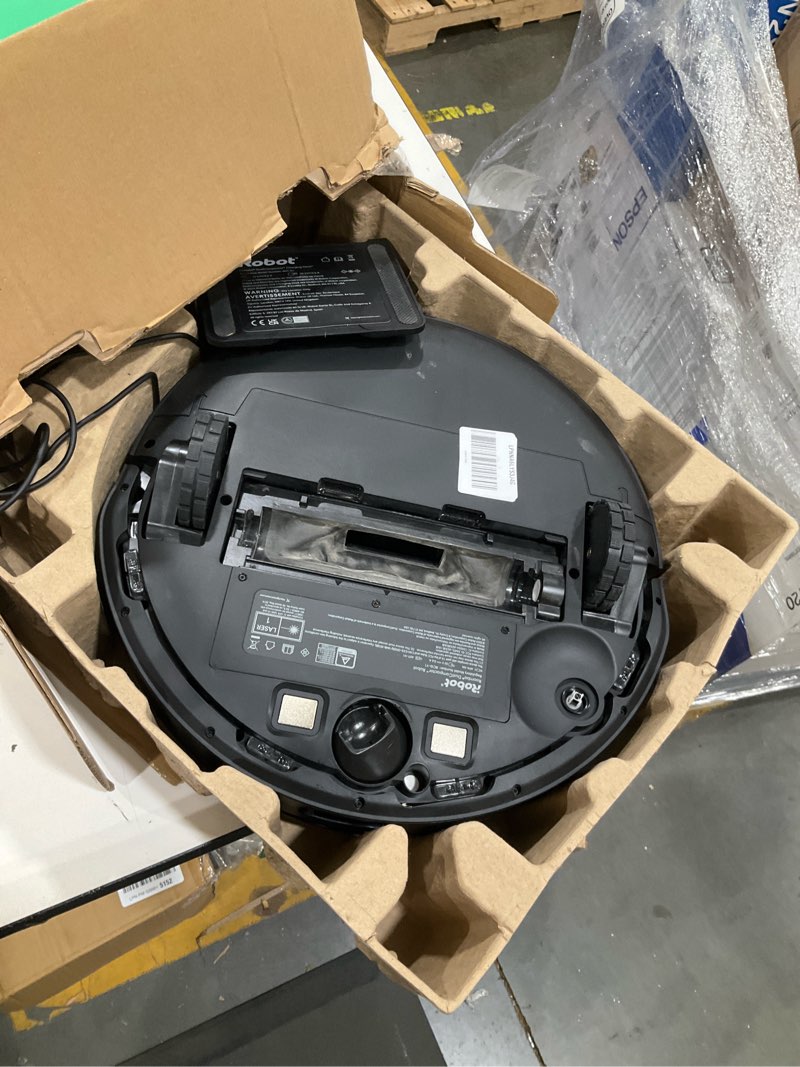 Condition photo showing As Is for irobot roomba 205 dustcompactor vac robot vacuum - compacts dirt inside, no emptying for 60 days, space saving, no dock needed, bagless, intense power-lifting suction, lidar navigation, multi-surface