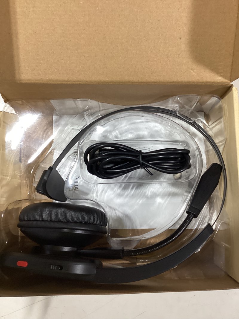 Condition photo showing As Is for sinwe trucker bluetooth headset with dual mic noise cancelling | all-day talk time mute button wireless headset multipoint for truck driver cell phones computer work from home ultra-light