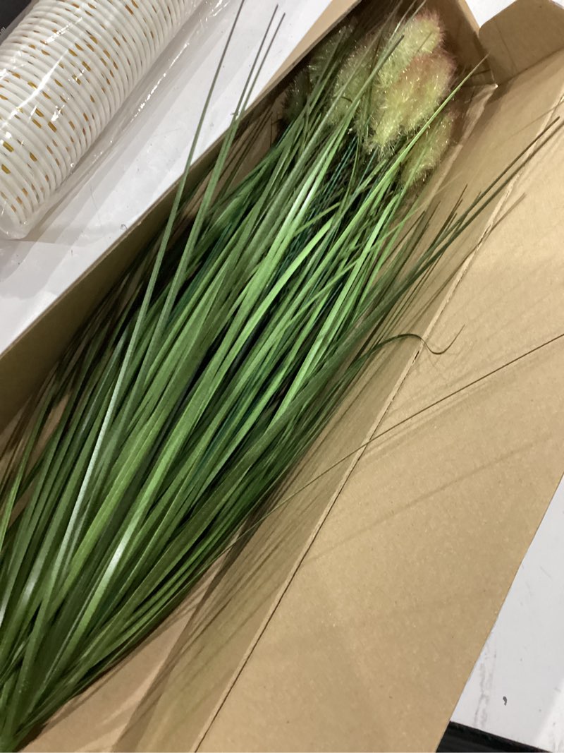 Condition photo showing Good Condition for artificial grass, fake grass, artificial shrubs, wheatgrass cattails fake grass decorations, artificial plants, ornamental grass, outdoor fake grass, green leafy decorations (12pcs) green12