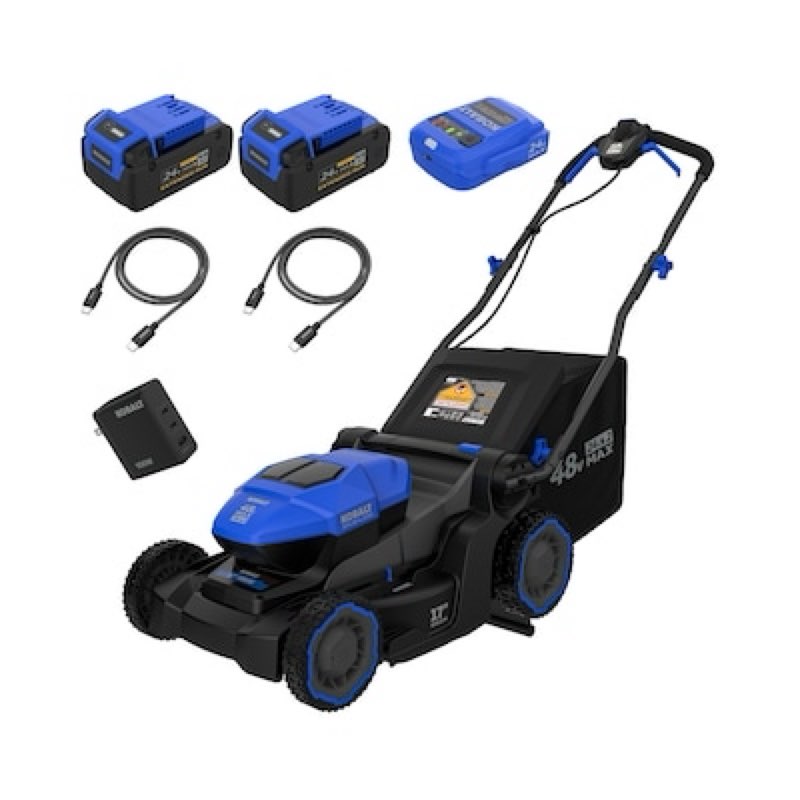 kobalt 48v max (24vx2) 17-in push mower kit, (2) 4.0ah batteries and charger included