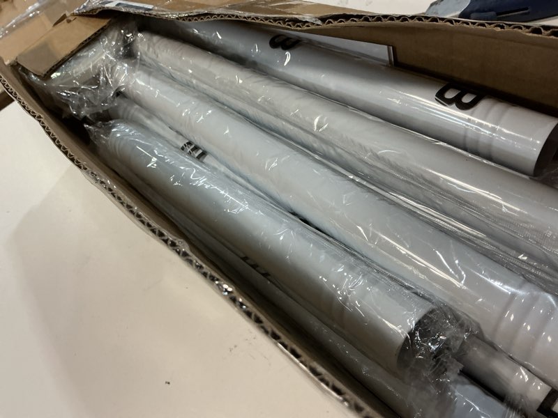 Condition photo showing New/Like New for tension curtain rod 41-185 in (3.42-15.41ft), extra long tension rod no drilling for patio windows, white shower curtain rod for room divider,one-click telescopic rod, outdoor curtain rods never rust 41-185in white