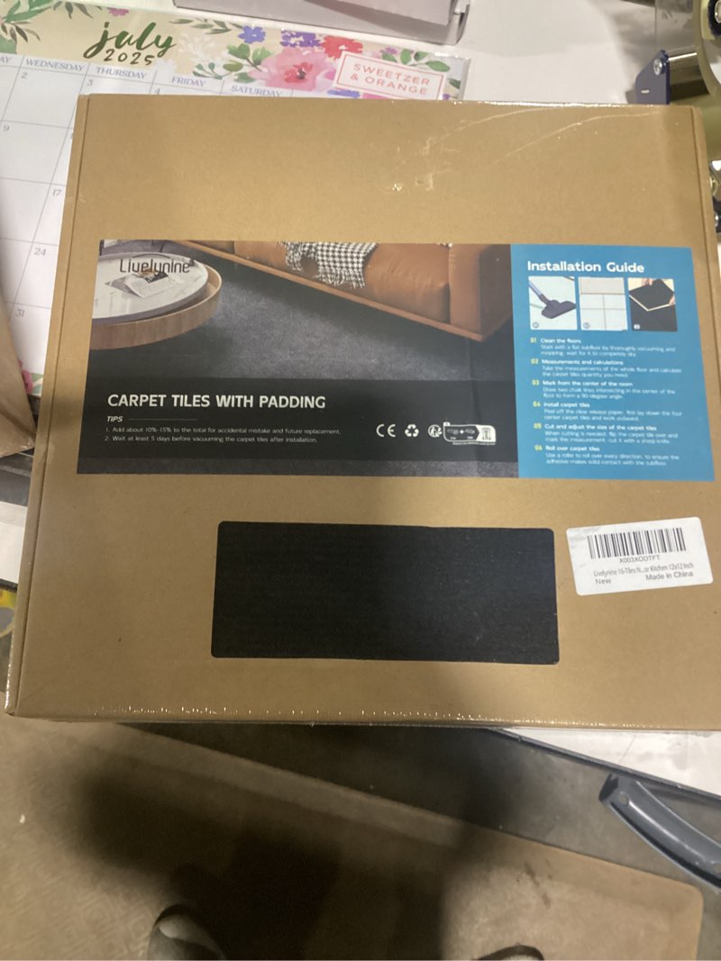 Condition photo showing New/Like New for Peel & Stick Carpet Tiles 12x12 Inch - Premium Self-Adhesive Floor Squares with Soft Padding - 10 Tiles/10 Sq Ft per Box (Easy Installation, Removable Carpeting for Home & Office) 10 Pack Dark Gray