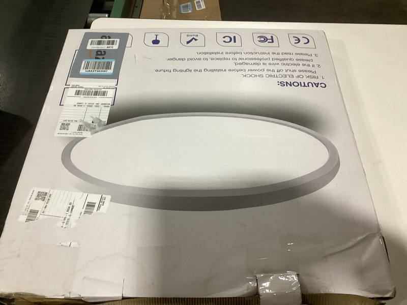 Condition photo showing As Is for 15.8 Inch Dimmable Flush Mount LED Ceiling Light Fixture, 32W,3200LM,3000K/4000K/6000K CCT Selectable,0.67 inch Super Slim LED Ceiling Light for Bedroom,Hallway,Kitchen White 15.8\"-