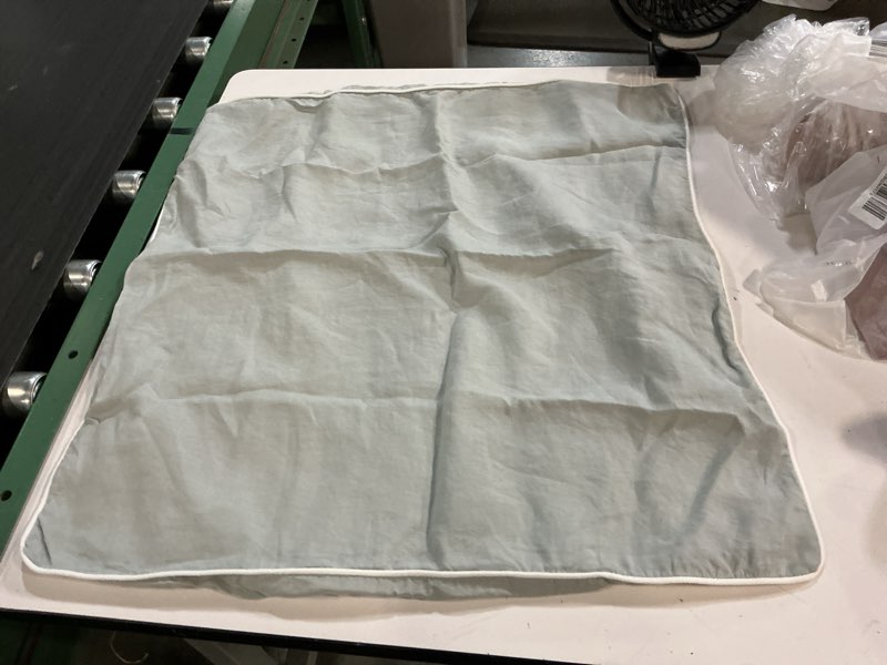 Condition photo showing Good Condition for quince european linen piped euro sham 26x26 color mist/white
