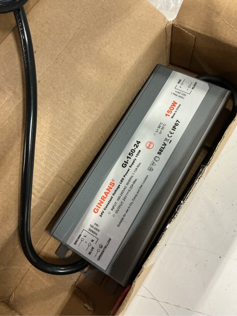 Condition photo showing New/Like New for 150w ip67 waterproof constant voltage led driver power supply transformer, 100-240v ac universal input with plug, output 24v dc 6.25a max. for outdoor led lighting 24v150w