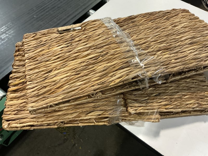 Condition photo showing As Is for hblife wicker baskets, set of 2 foldable hand-woven paper rope storage baskets, caramel