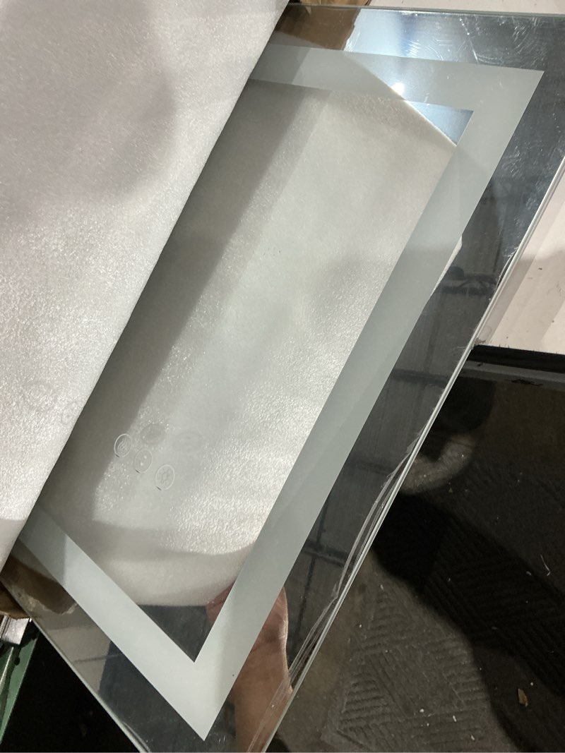 Condition photo showing Good Condition for loaao 20"x30" led mirror for bathroom, lighted bathroom mirror with lights, anti-fog, dimmable, memory function, clear reflection led 20"l x 30"w