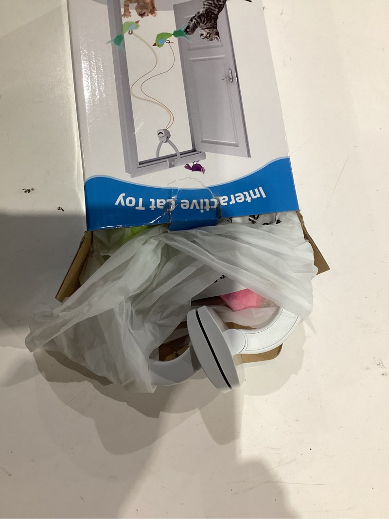 Condition photo showing Good Condition for Interactive Cat Toys for Indoor Cats: Automatic Flying Bird Feather Wand Chase Exercise Enrichment Stimulation, USB Rechargeable Durable Safe Hanging Toy for Bored Kittens Adult Multi Cat Households White