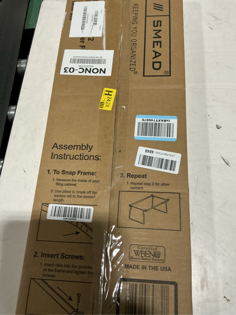 Condition photo showing Good Condition for Smead Frames, Hanging File, Heavy Duty Steel Letter Size, Adjustable 23"-27" Rails, 2-Pack Gray, Converts Drawers to Hanging Folder Storage, for Office Home Classroom Organization