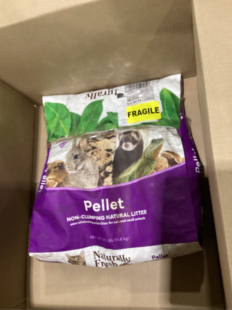 Condition photo showing As Is for *opened/missing product*naturally fresh non-clumping pellet litter 30 lb. pellet 30 lbs 