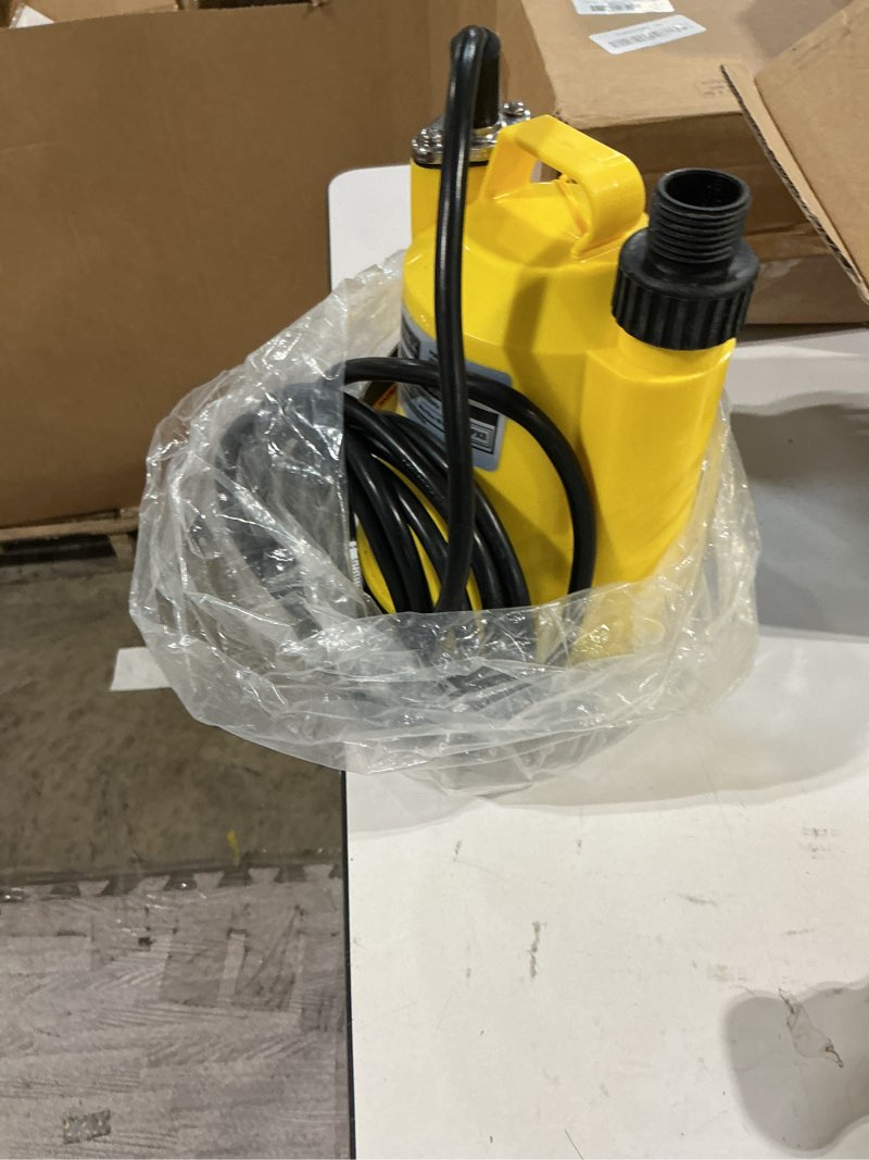 Condition photo showing Good Condition for 1/6hp portable utility pump submersible small backup sump pump draining tool to remove water from flooding house basement pool tankless heater flushing pump with 10-foot cord sub 1100