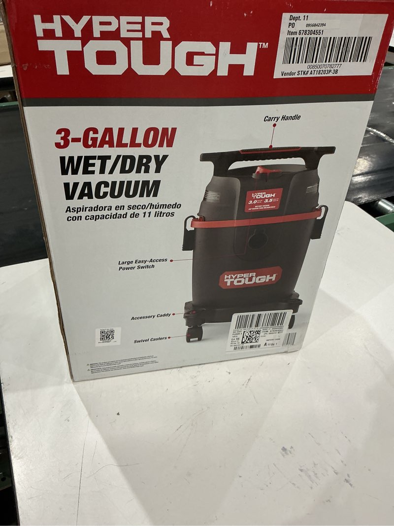 Condition photo showing Good Condition for hyper tough 3 gallon 3.5 hp poly wet dry vacuum for home, car, garage & workshop