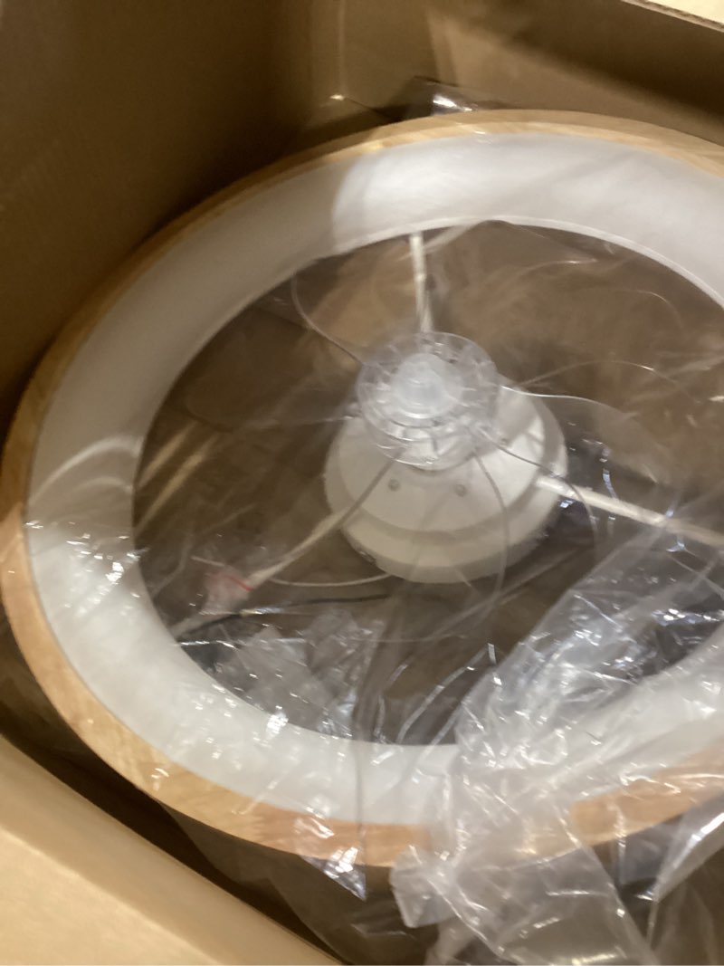 Condition photo showing Good Condition for 24'' ceiling fan with light fandelier flush mount low profile wood ceiling fan with dimmable led light 3 color 6 speeds 24 inch wood