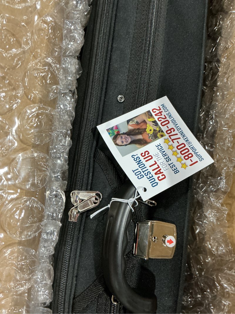 Condition photo showing New/Like New for fino violin case 4/4 full size with built-in hygrometer hard shell violin shaped case(black)