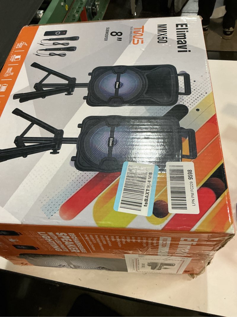 Condition photo showing New/Like New for Portable PA System with Stands for Indoor and Outdoor, DJ Speaker with Dual 8", Wireless Party Speaker with Microphone TWS/AUX/USB