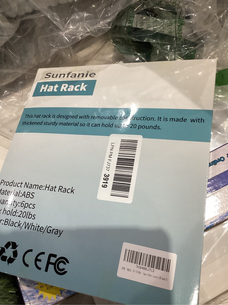 Condition photo showing New/Like New for Hat Rack for Hat Storage (6-Pack), Multi-Purpose Hat Organizer, Strong Adhesive Hat Hooks for Wall Hat Organizer for Baseball Caps, Two Mounting Options Hat Hook, Black Black 6-pack